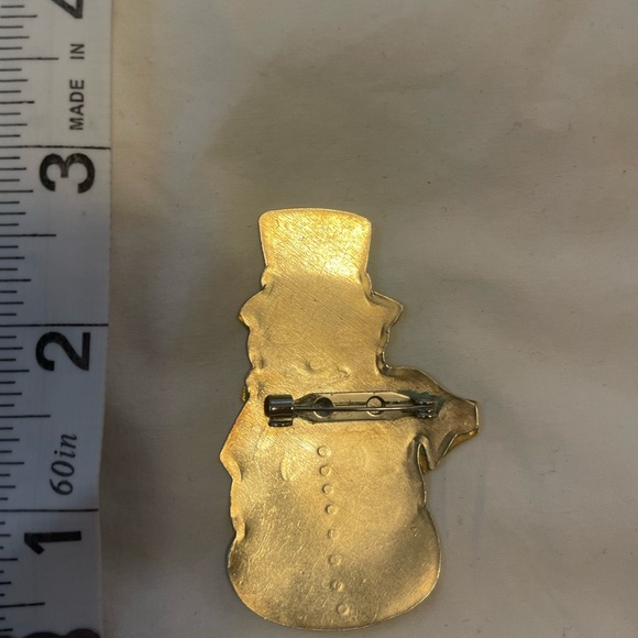 Silver and brass handcrafted Snowman pin. - Picture 4 of 5
